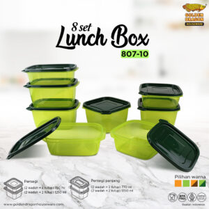 807-10 Lunch Box Plastik Persegi 8 Set - Gambar 3